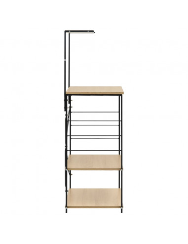 Mobile Microonde Nero e Rovere 60x39,6x123cm Legno Multistrato