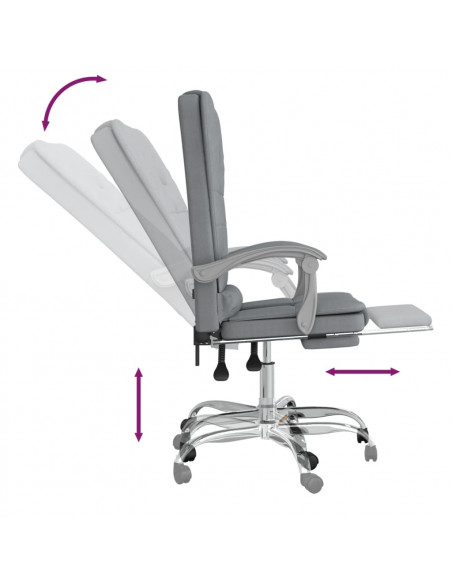 Sedia da Ufficio Massaggio Reclinabile Grigio chiaro in Tessuto