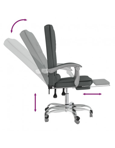 Sedia da Ufficio Massaggio Reclinabile Grigio Scuro in Tessuto