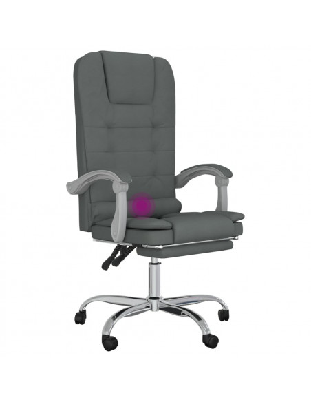 Sedia da Ufficio Massaggio Reclinabile Grigio Scuro in Tessuto