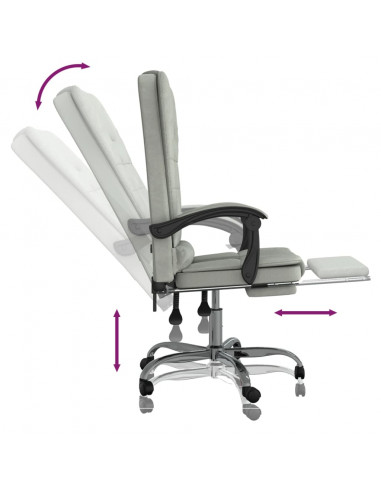 Sedia da Ufficio Massaggio Reclinabile Grigio chiaro in Velluto