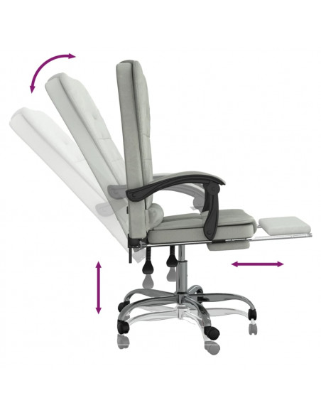 Sedia da Ufficio Massaggio Reclinabile Grigio chiaro in Velluto