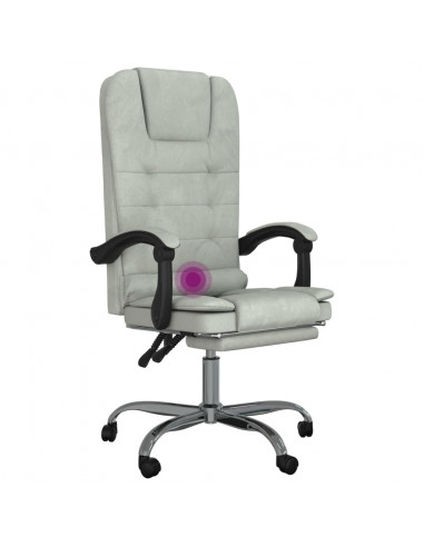 Sedia da Ufficio Massaggio Reclinabile Grigio chiaro in Velluto