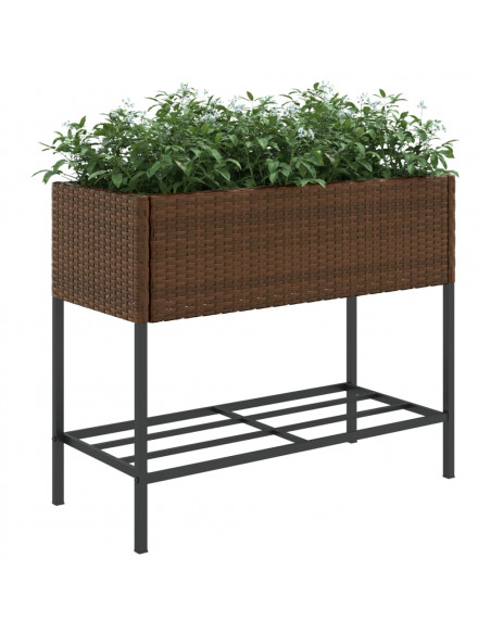 Fioriera da Giardino con Ripiano Marrone in Polyrattan