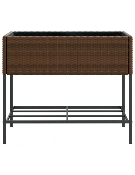 Fioriera da Giardino con Ripiano Marrone in Polyrattan
