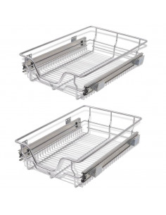 Cestelli a Rete Scorrevoli 2 pz Argento 400 mm 2