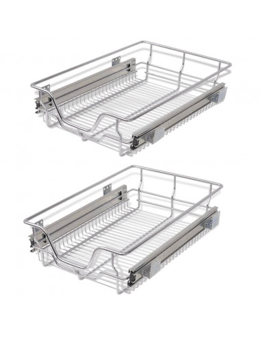 Cestelli a Rete Scorrevoli 2 pz Argento 400 mm