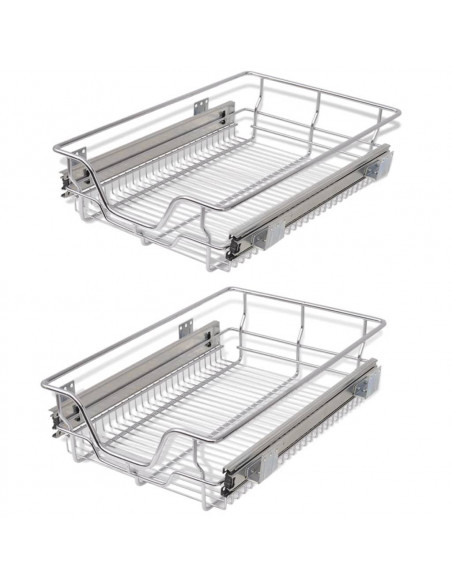 Cestelli a Rete Scorrevoli 2 pz Argento 400 mm