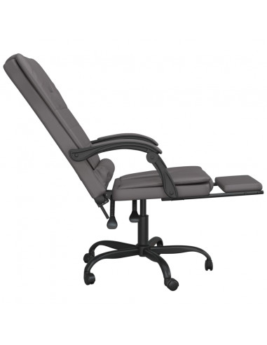 Poltrona da Ufficio Massaggiante Reclinabile Grigio Similpelle