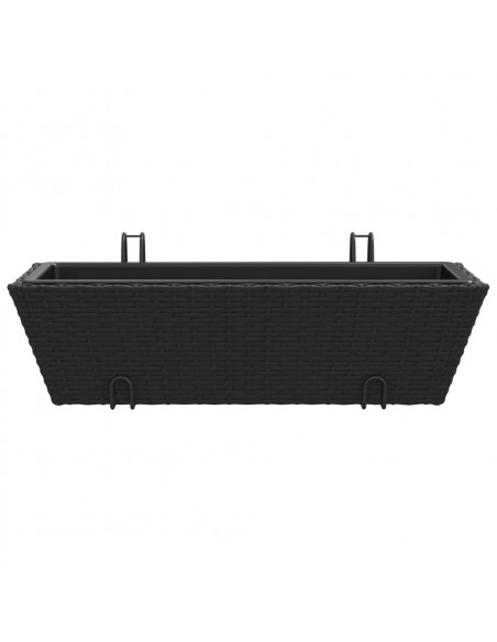 Fioriere con Ganci 2 pz Nere in Polyrattan