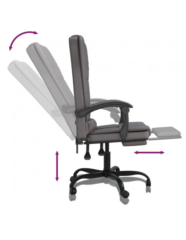 Poltrona da Ufficio Massaggiante Reclinabile Grigio Similpelle