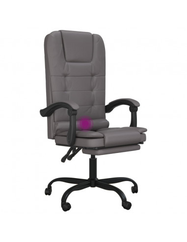 Poltrona da Ufficio Massaggiante Reclinabile Grigio Similpelle