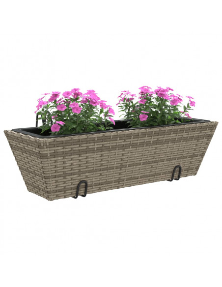 Fioriere con Ganci 2 pz Grigie in Polyrattan