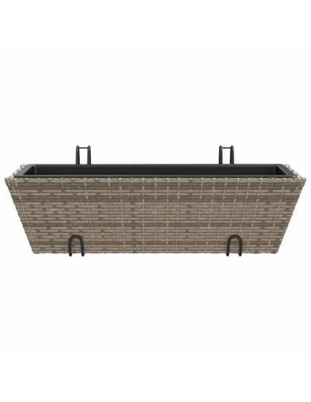 Fioriere con Ganci 2 pz Grigie in Polyrattan