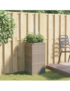 Fioriera da Giardino Grigia 40x40x80 cm in Polyrattan 2