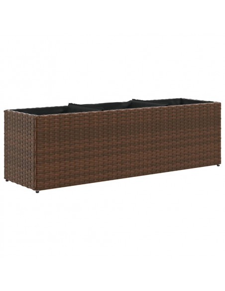 Fioriera da Giardino con 3 Vasi Marrone 105x30x32 cm Polyrattan