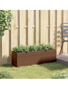 Fioriera da Giardino con 3 Vasi Marrone 105x30x32 cm Polyrattan 2