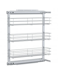 Cestino da Cucina in Rete a 3 Livelli Argento 47x15,5x55,5 cm 2