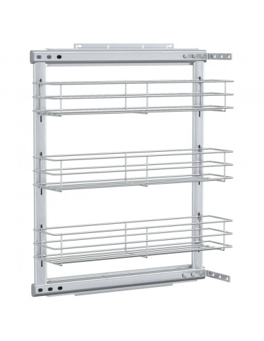 Cestino da Cucina in Rete a 3 Livelli Argento 47x15,5x55,5 cm