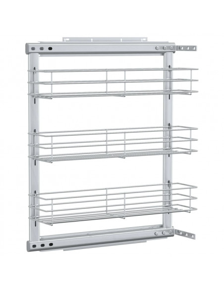 Cestino da Cucina in Rete a 3 Livelli Argento 47x15,5x55,5 cm