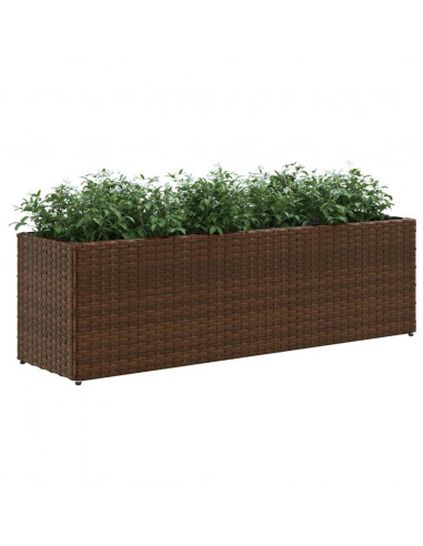 Fioriera da Giardino con 3 Vasi Marrone 105x30x32 cm Polyrattan