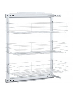 Cestino da Cucina in Rete a 3 Livelli Argento 47x25x56 cm 2