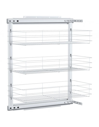 Cestino da Cucina in Rete a 3 Livelli Argento 47x25x56 cm