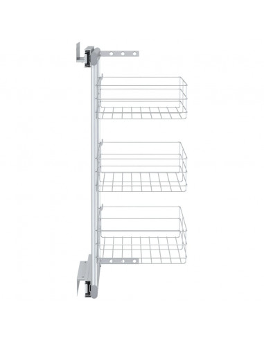 Cestino da Cucina in Rete a 3 Livelli Argento 47x25x56 cm