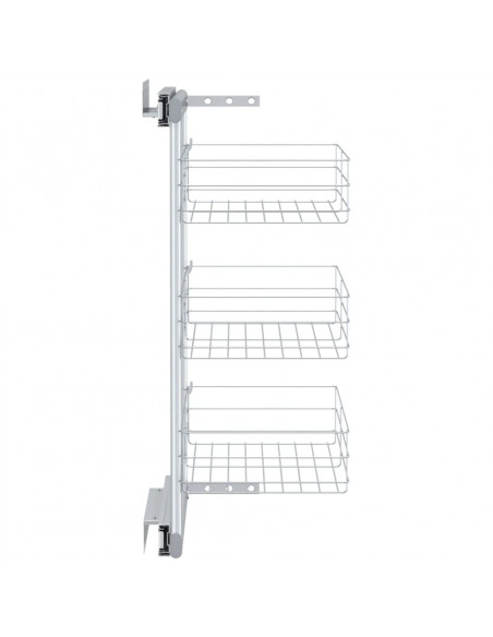 Cestino da Cucina in Rete a 3 Livelli Argento 47x25x56 cm