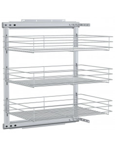 Cestino da Cucina in Rete a 3 Livelli Argento 47x35x56 cm 2