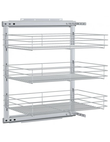 Cestino da Cucina in Rete a 3 Livelli Argento 47x35x56 cm