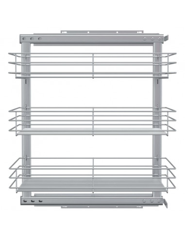 Cestino da Cucina in Rete a 3 Livelli Argento 47x35x56 cm
