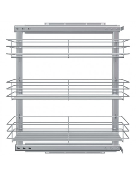 Cestino da Cucina in Rete a 3 Livelli Argento 47x35x56 cm