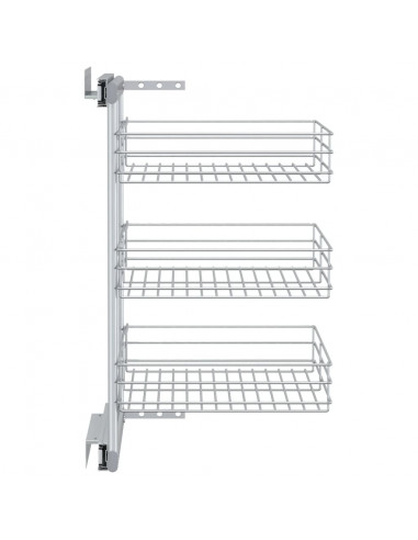 Cestino da Cucina in Rete a 3 Livelli Argento 47x35x56 cm
