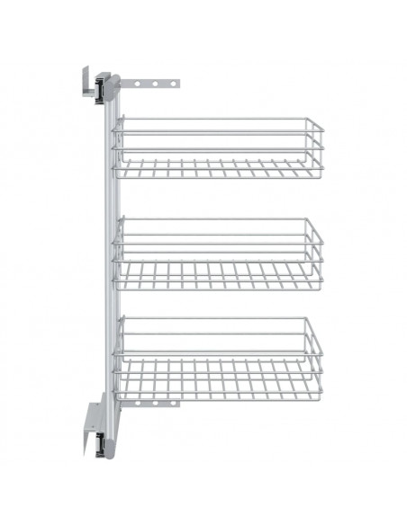 Cestino da Cucina in Rete a 3 Livelli Argento 47x35x56 cm