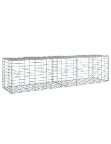 Cesto Gabbione con Copertura 200x50x50 cm Ferro Zincato
