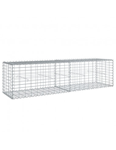 Cesto Gabbione con Copertura 200x50x50 cm Ferro Zincato