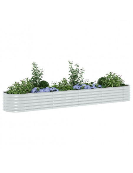 Letto Rialzato Giardino 400x80x44 cm in Acciaio Zincato Argento