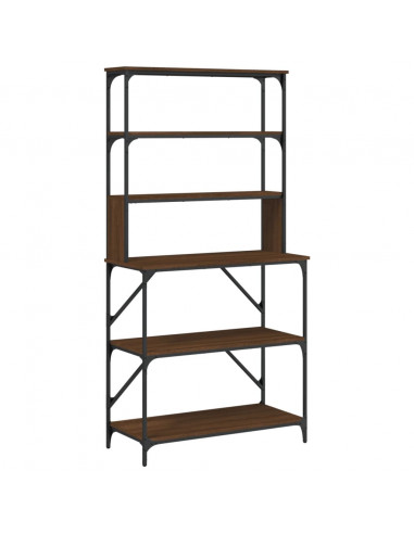 Scaffale Cucina 6Ripiani Rovere Marrone 90x40x180cm Multistrato