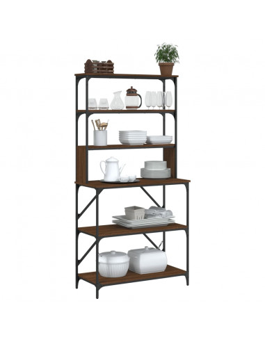 Scaffale Cucina 6Ripiani Rovere Marrone 90x40x180cm Multistrato