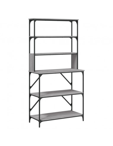 Scaffale Cucina 6 Ripiani Grigio Sonoma 90x40x180cm Multistrato