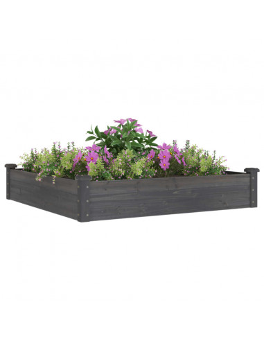 Fioriera Giardino con Fodera Grigia 120x120x25cm Massello Abete