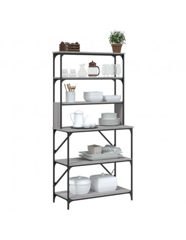 Scaffale Cucina 6 Ripiani Grigio Sonoma 90x40x180cm Multistrato