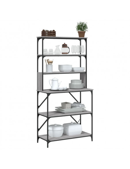Scaffale Cucina 6 Ripiani Grigio Sonoma 90x40x180cm Multistrato