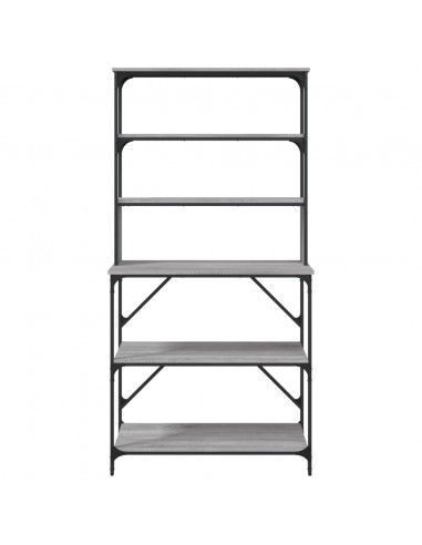 Scaffale Cucina 6 Ripiani Grigio Sonoma 90x40x180cm Multistrato