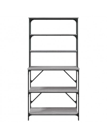Scaffale Cucina 6 Ripiani Grigio Sonoma 90x40x180cm Multistrato