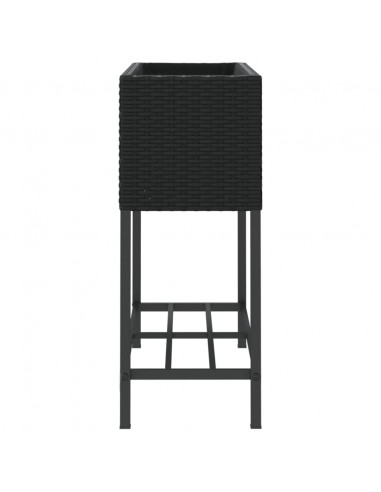 Fioriere da Giardino con Ripiani 2pz Nere 70x28x70cm Polyrattan