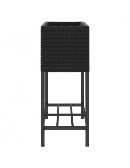 Fioriere da Giardino con Ripiani 2pz Nere 70x28x70cm Polyrattan
