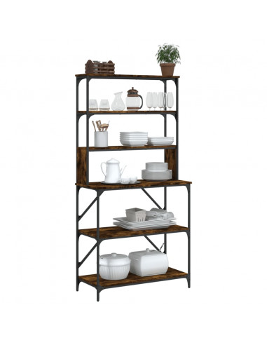 Scaffale Cucina 6 Ripiani Rovere Fumo 90x40x180cm Multistrato