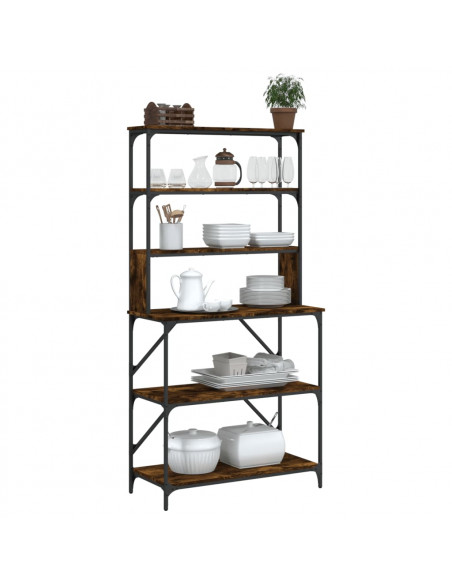 Scaffale Cucina 6 Ripiani Rovere Fumo 90x40x180cm Multistrato